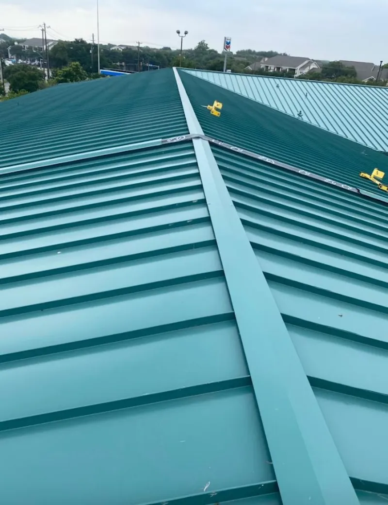 Green commercial metal roof ridge and valley for Metal Roof Repair in Fort Knox
